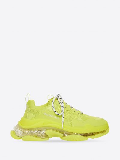 Balenciaga Men's Triple S Clear Sole Sneaker In Fluo Yellow